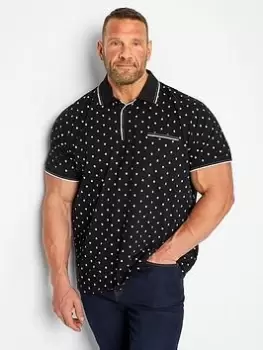 Image of BadRhino Tipped Paisley Polo, Black, Size 2XL, Men