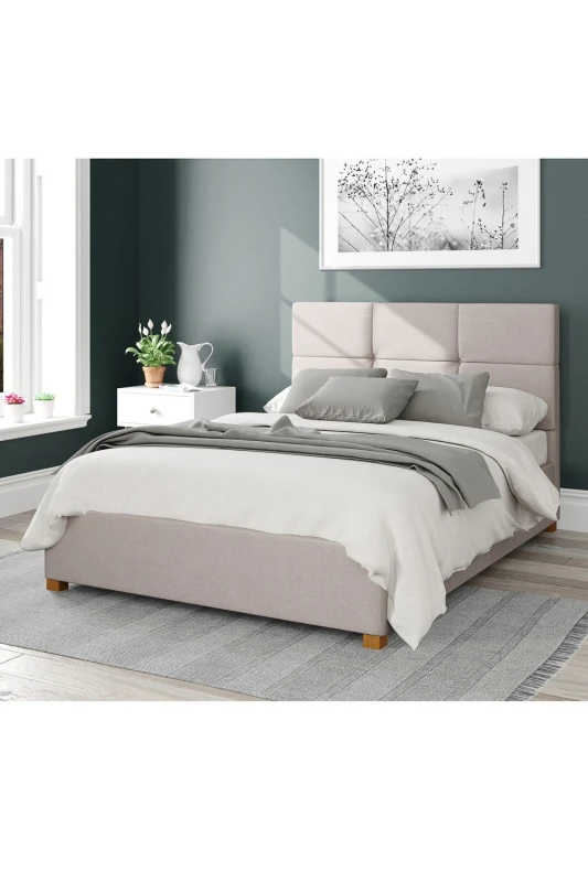 Image of Aspire Aspire Caine Upholstered Ottoman Storage Bed, Eire Linen Fabric in Off White Size: Double Off White Double Unisex 5057632187383