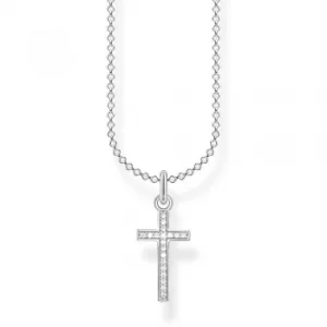 image of THOMAS SABO Silver Cubic Zirconia Cross Necklace KE2043-051-14-L45V