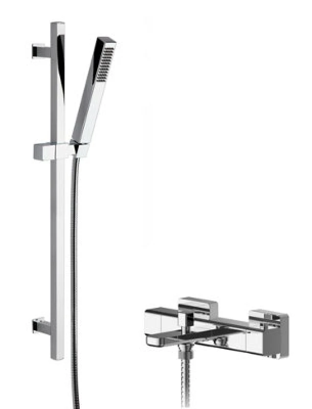 Image of Balterley Wall Mount Thermostatic Bath Shower Mixer Tap Slide Rail Kit Silver unisex