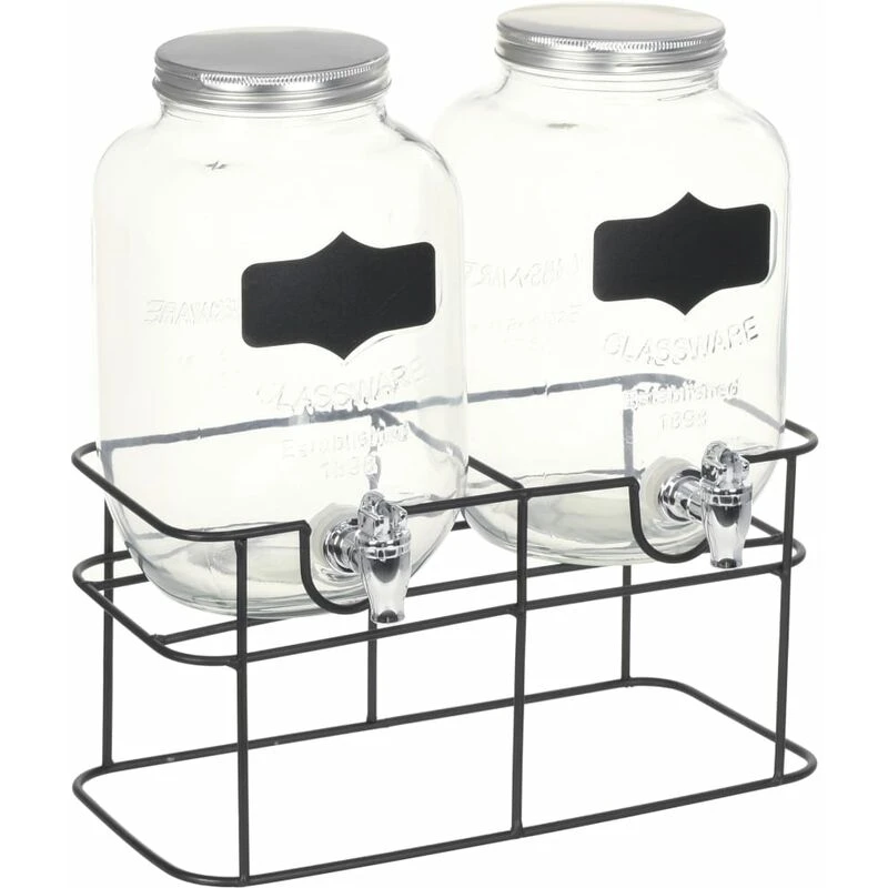 Image of VIDAXL Beverage Dispensers 2 pcs with Stand 2 x 4 l Glass Vidaxl 8719883557670