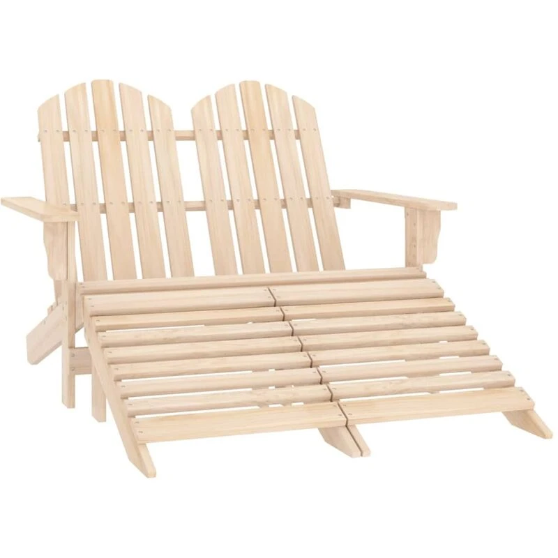 Image of VIDAXL 2-Seater Garden Adirondack Chair & Ottoman Fir Wood Vidaxl 8720286240939