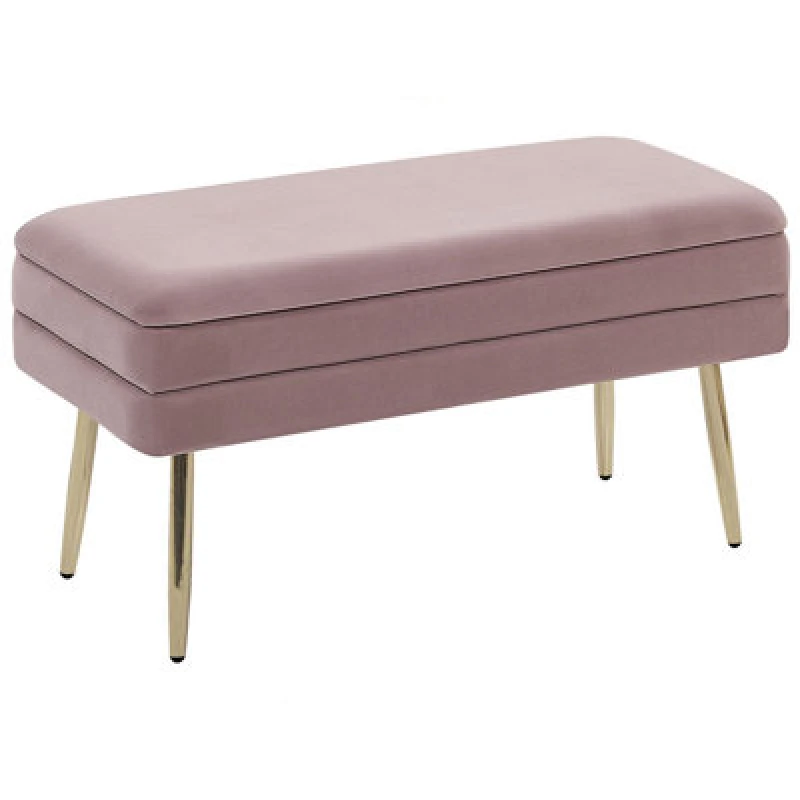 Image of Beliani Storage Bench Durham Velvet Pink