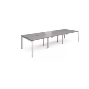 image of Adapt 6 Person Bench Office Desk - 3600 - Silver - Grey Oak