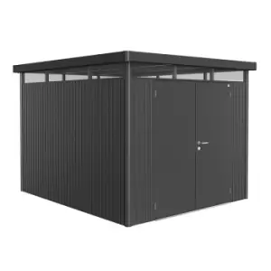 image of 8' x 9' Biohort HighLine H5 Dark Grey Metal Double Door Shed (2.52m x 2.92m)