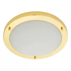Image of Spa 310mm Delphi LED Flush Ceiling Light 18W Cool White Opal Glass and Brass