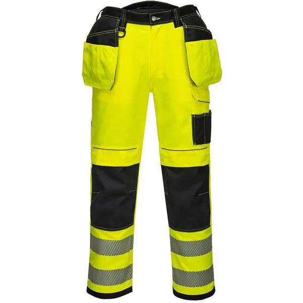 Image of Portwest PW3 Hi Vis Holster Pocket Work Trousers T501YBS28 Colour: Yellow / Black