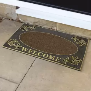 image of JVL Rectangle Welcome PVC Pin Doormat Gold