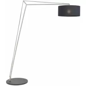 Image of Loops - Matt Nickel Large Standing Floor Lamp Light - Black Cotton Shade & Painted Base