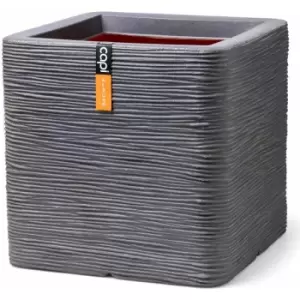Image of Planter Nature Rib Square 50x50x50cm Dark Grey - Grey - Capi