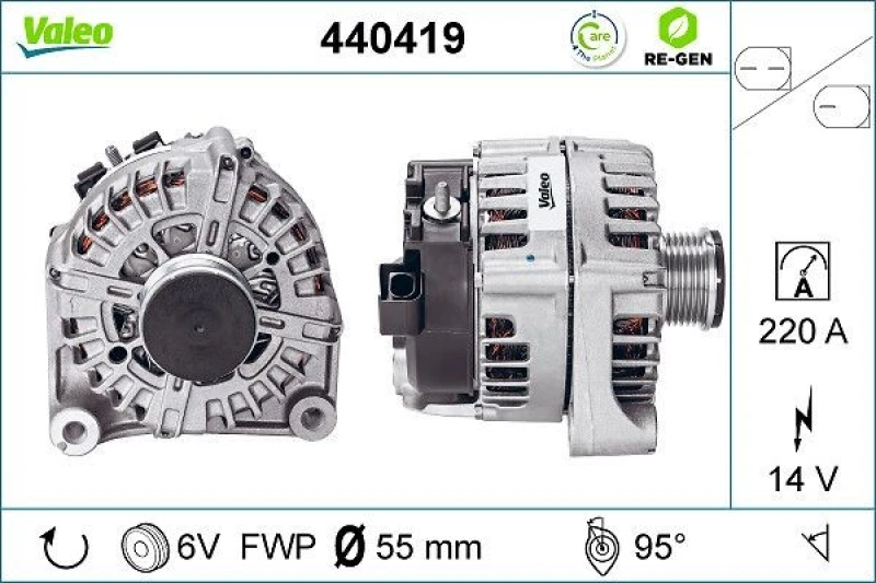 Image of VALEO 440419 Generator Alternator Charging Current: 220A, Voltage: 14V, REMANUFACTURED PREMIUM Alternator (4)