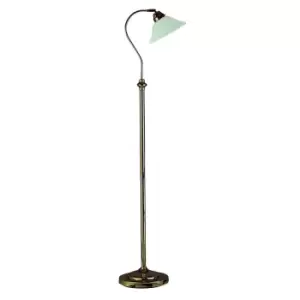 Image of Adjustable Floor Lamp Antique Brass with Marble Shade, E27