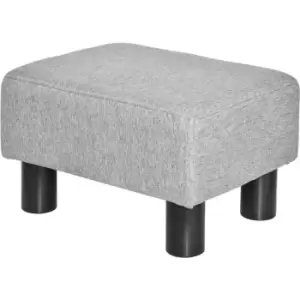 image of Homcom - Chic Linen Fabric Footstool Ottoman Cube w/ 4 Plastic Legs Grey