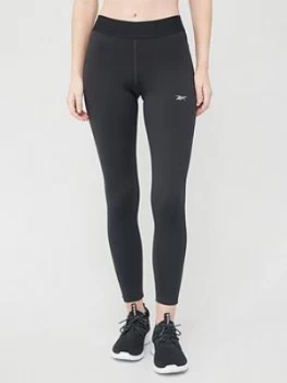 Image of Reebok TE Linear Logo Poly Leggings - Black, Size Xxl, Women