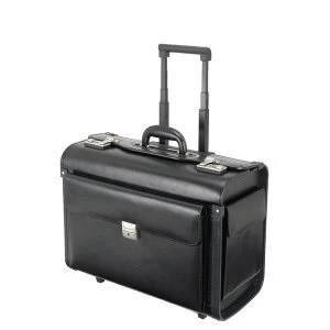 image of Alassio Silvana Leather look Trolley Pilot Case with Laptop Compartment Black