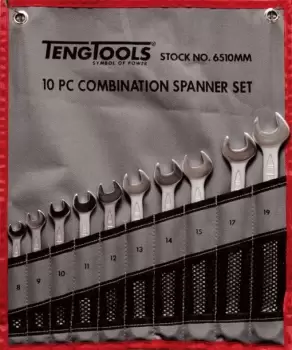 Image of Teng Tools 6510mm 10 Piece Combination Spanner Set in Tool Roll