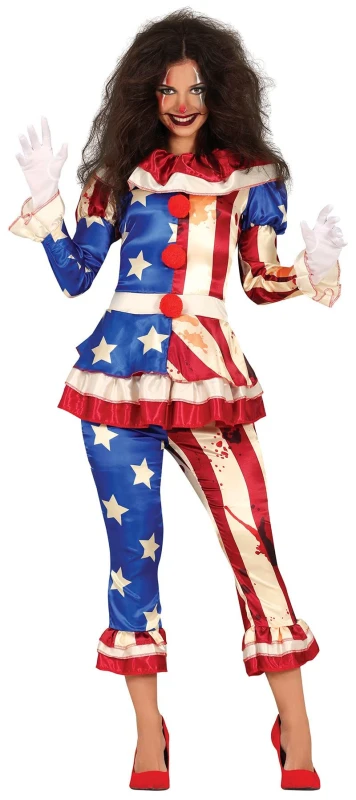 Image of Fiestas Guirca Womens Fancy Dress Adult Patriot Clown in Red Size: Small Red Female S