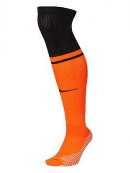 Image of Nike Youth Holland Home 2020 Stadium Sock, Orange/Black, Size 2.5-5