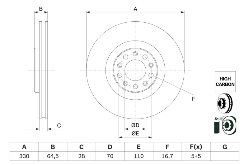 Image of Brake disc Bosch 0 986 479 E88