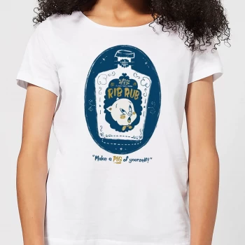 Image of Looney Tunes ACME Rib Rub Womens T-Shirt - White - S