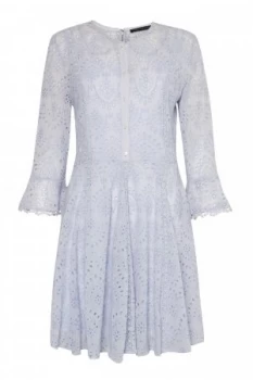 Image of French Connection Derna Drape Fluted Dress Blue