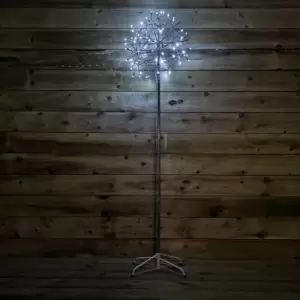 Image of 1.8m Silver Firework Outdoor Christmas Tree with 72 Static 24 Flashing White LEDs