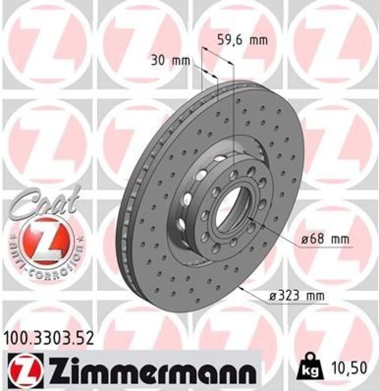 Image of ZIMMERMANN Brake disc ZIMMERMANN 100.3303.52