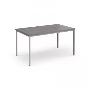 Image of Flexi 25 rectangular table with silver frame 1400mm x 800mm - grey oak