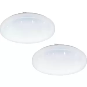 Image of 2 PACK Wall Flush Ceiling Light White Shade White Plastic & Crystal Effect LED