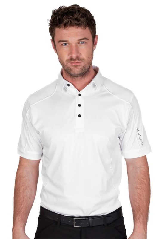 Image of Island Green Top Stitch Golf Polo Shirt White