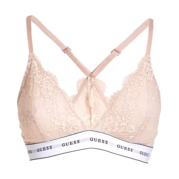 image of Guess Flower Lace Triangle Bralette - Nude