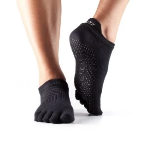 Image of Toesox Bellarina Full Toe Non Slip Socks Black - Large 9-11