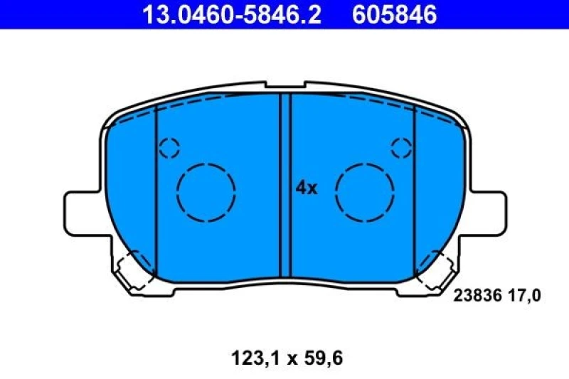Image of ATE 13.0460-5846.2 Brake pad set excl. wear warning contact Brake Pad Set,disc brake (402)