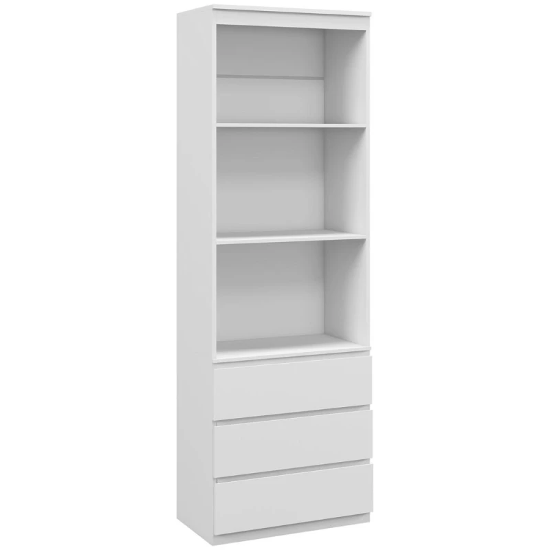 Image of HOMCOM HOMCOM 180cm Tall Bookcase with 3 Shelves 3 Drawers for Living Room Home Office in White White One Size Unisex 5056725540821