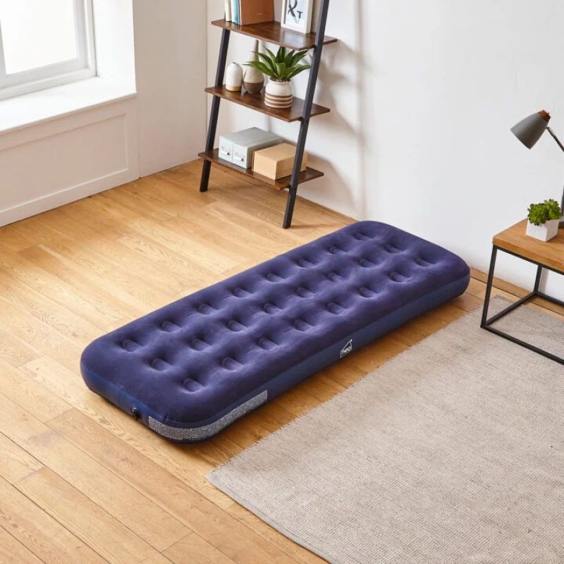 Image of Neo Double Flocked Inflatable Airbed Mattress & AC Pump, Blue BASIC-DOUBLE+P