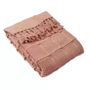 image of Motti Woven Tufted Stripe Throw Blush