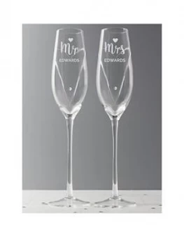 image of Personalised Swarvoski Mr & Mrs Flute Set