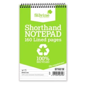 Image of Silvine Everyday Shorthand Notepad Recycled Wirebound Ruled 160 Pages 125 x 200mm Pack of 12 Promo