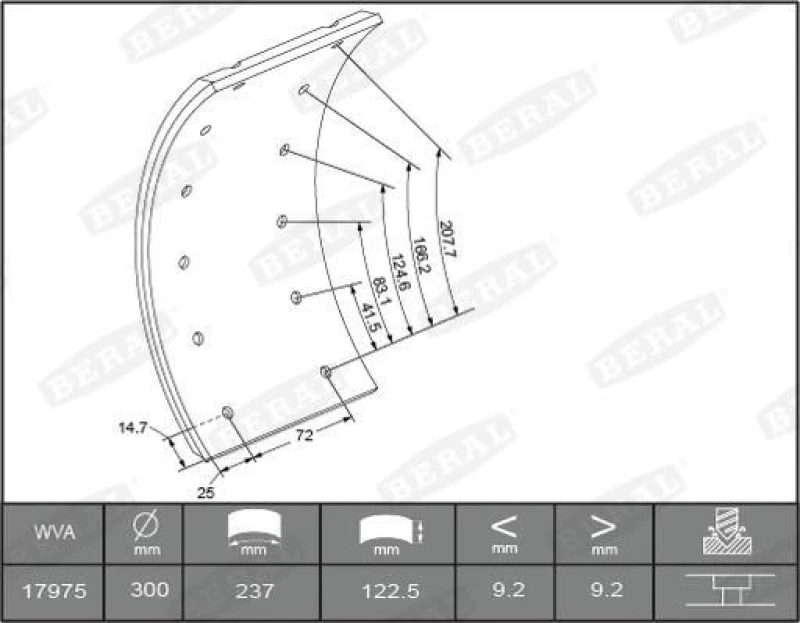 Image of Brake Lining Kit, drum brake BERAL KBL17351.0-1561