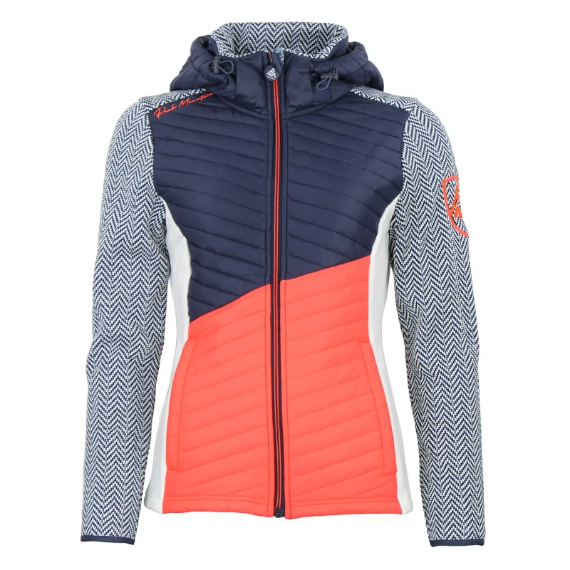 Image of Womens fleece jacket with removable hood and quilted panels Peak Mountain Amir Bleu Female L