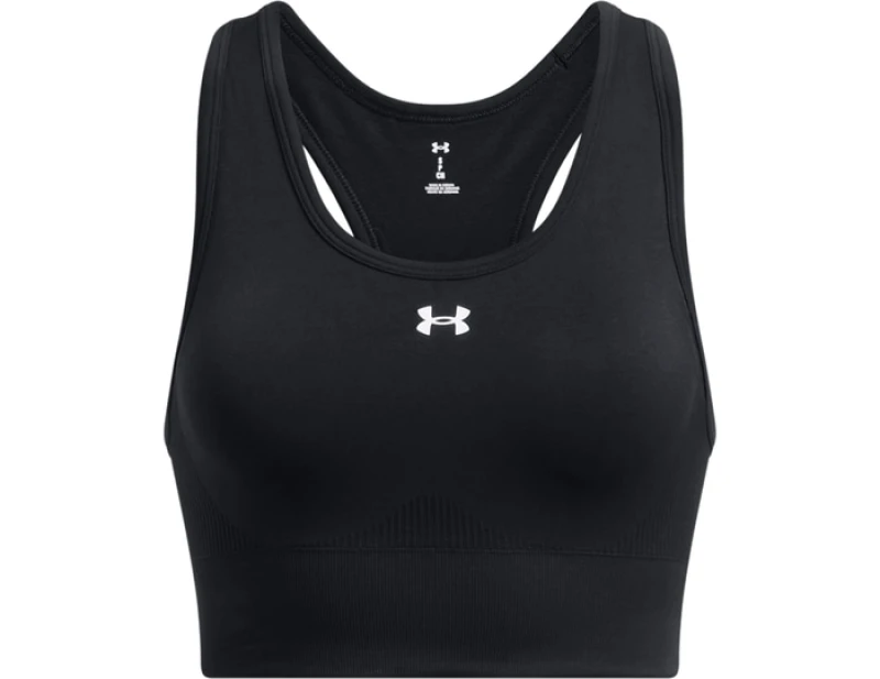 Image of Under Armour Armour Vanish Seamless Mid Bra Medium Impact Sports Womens Medium Impact Sports Bras 10 (S) Black 34934803350