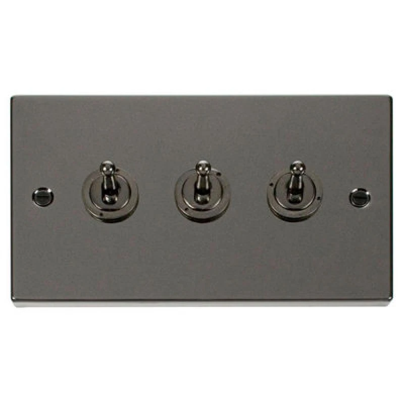 Image of SE Home Black Nickel 3 Gang 2 Way 10AX Toggle Light Switch Black