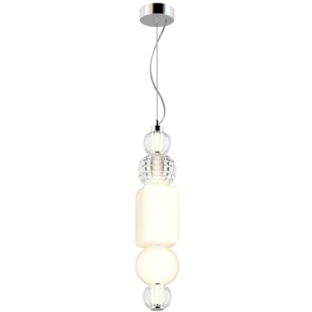 image of Maytoni Modern - Collar Modern Collar Integrated LED Chrome Pendant Ceiling Light Glass Shade