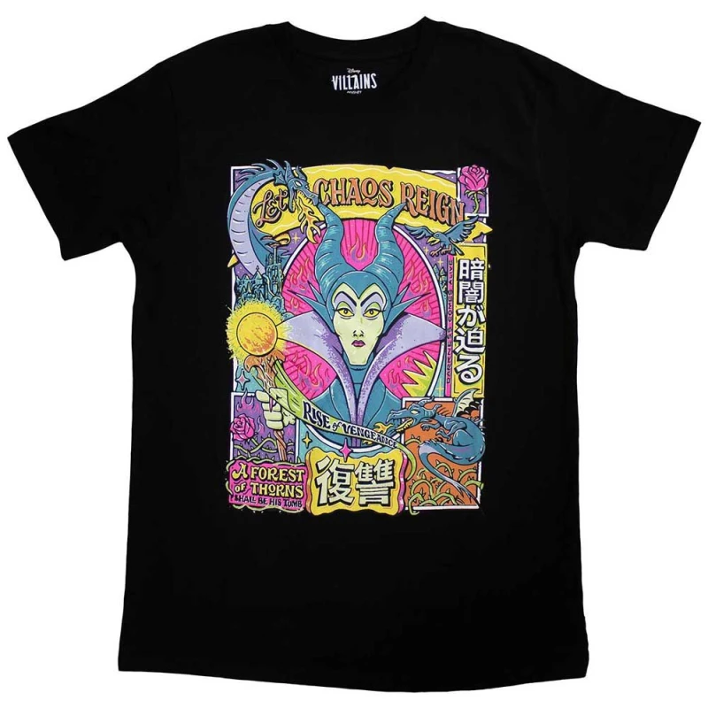 Image of Disney Sleeping Beauty Let Chaos Reign T Shirt Black unisex