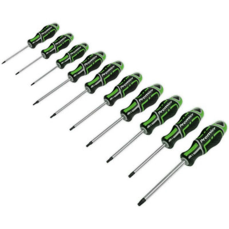 Image of Loops 10 PACK Premium Soft Grip Screwdriver Set TRX Star Security Various Sizes GREEN Green