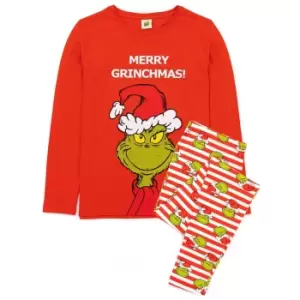 image of The Grinch Womens/Ladies Christmas Pyjama Set (L) (Red/Green/White)