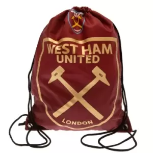 Image of West Ham United FC Colour React Drawstring Bag (One Size) (Claret Red/Gold)