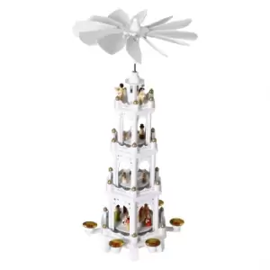 Image of Rotatable Christmas Pyramid White Wood 2ft