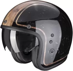 Image of Scorpion Belfast Evo Retrol Jet Helmet, black-brown, Size XL, black-brown, Size XL