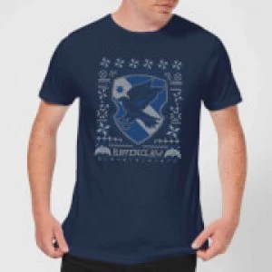 Image of Harry Potter Ravenclaw Crest Mens Christmas T-Shirt - Navy - L